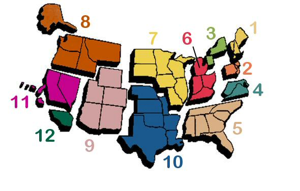 SSA regions in the USA
